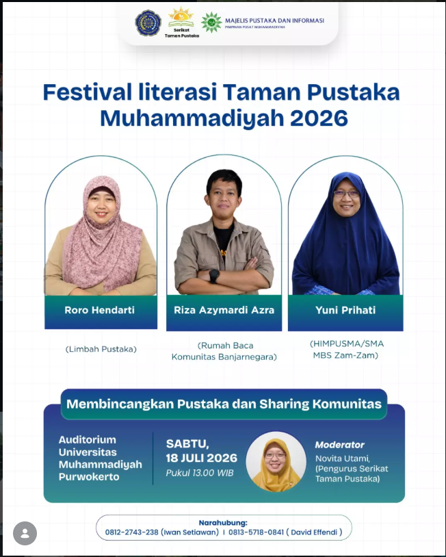 Limbah Pustaka Hadiri Festival Literasi Taman Pustaka Muhammadiyah 2026 di UMP Purwokerto