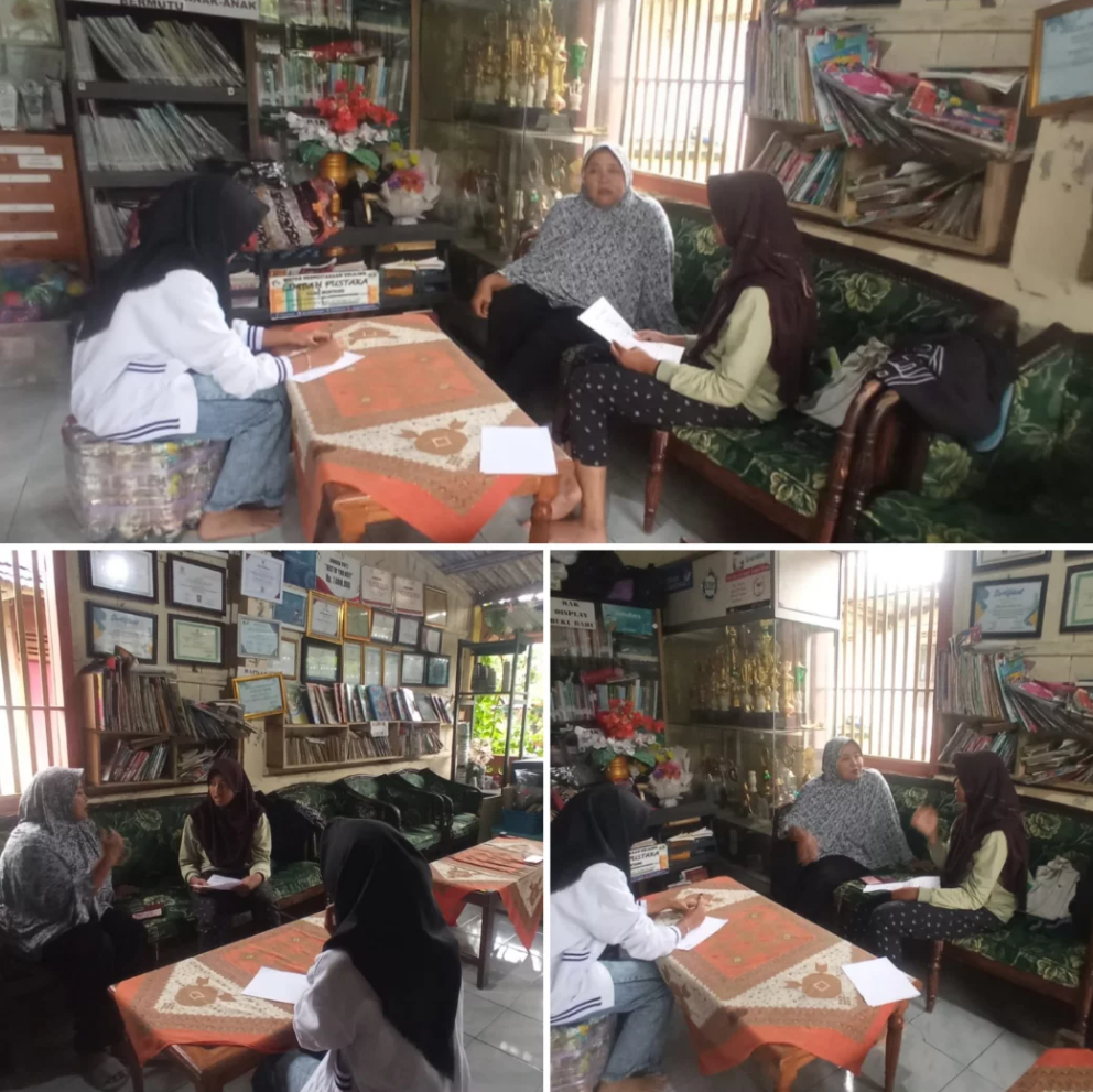 Pengelola Limbah Pustaka Jadi Narasumber Wawancara Siswi SMP N 2 Kemangkon, Bahas Pengelolaan Bank Sampah